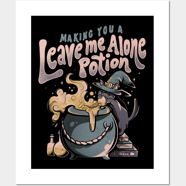 Leave Me Alone Potion - Cute Evil Witch Cat Gift Wall Art by eduely